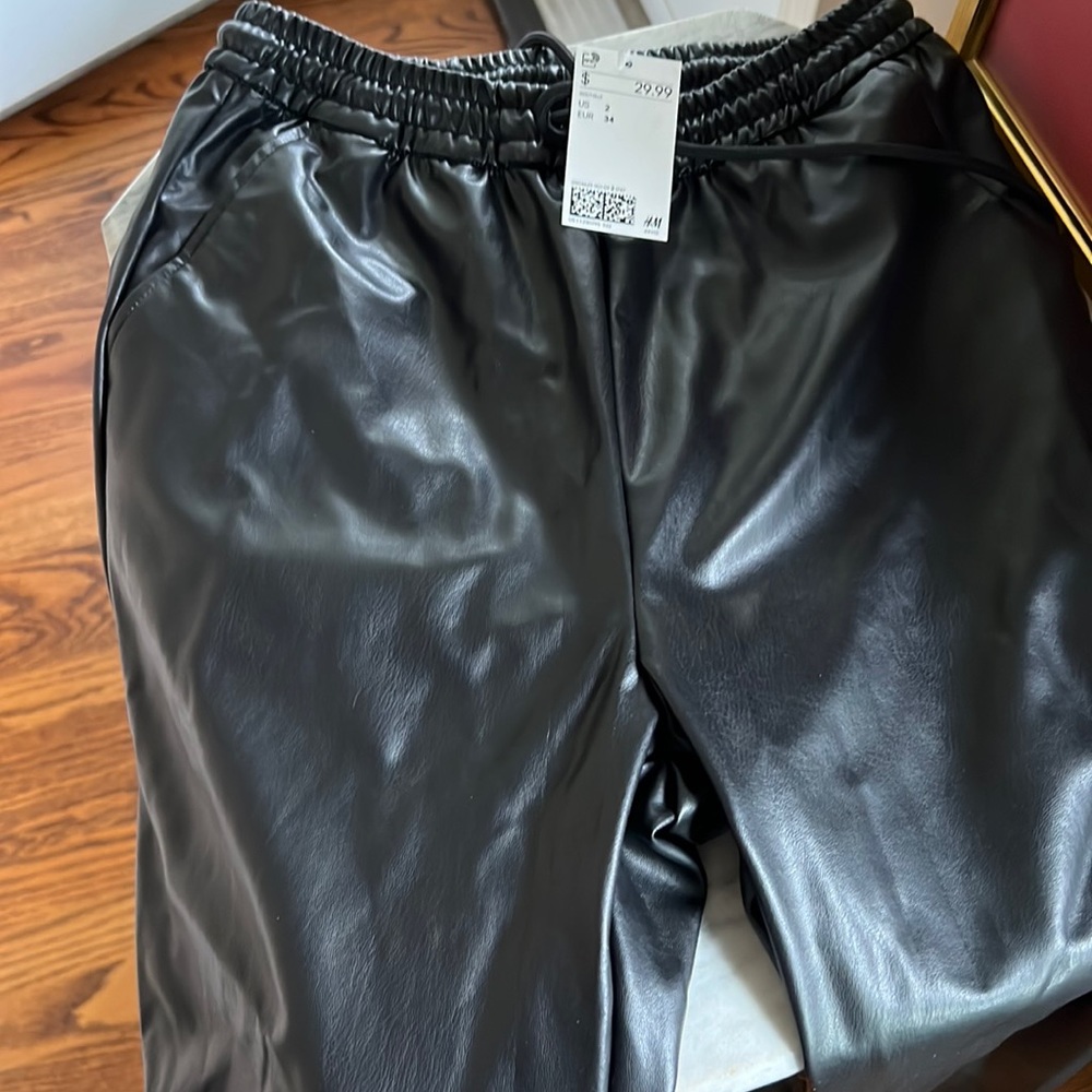 NWT faux leather joggers!